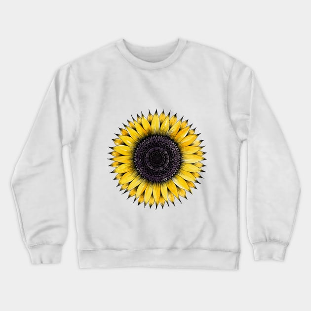 Sunflower Mandala | Watercolor and Ink Crewneck Sweatshirt by ChipiArtPrints